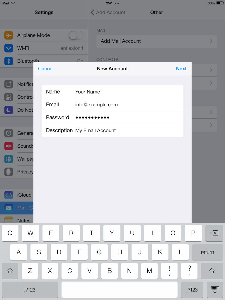 Add Email Account to iPad
