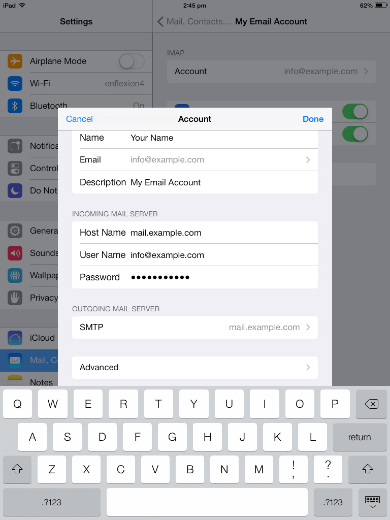Add Email Account to iPad