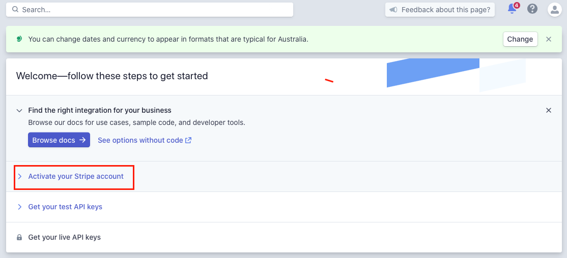 Activate your Stripe Account